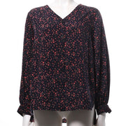 小花柄フロントボタンブラウス