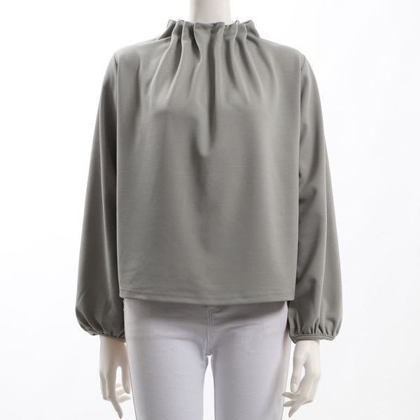 タックデザインネックブラウス