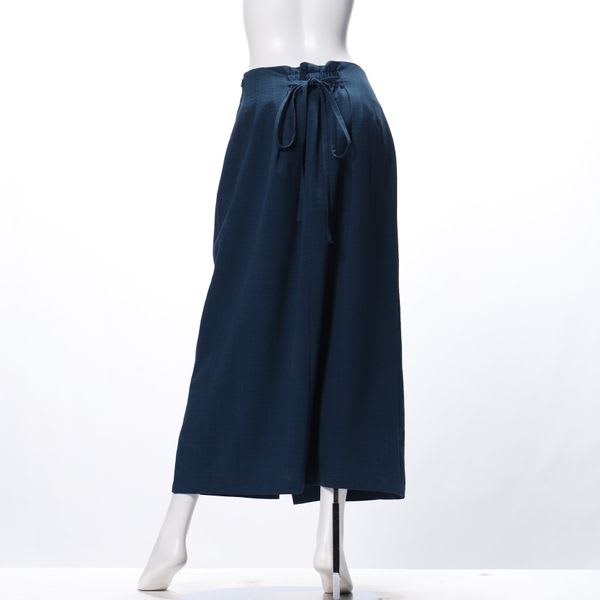 バックリボン麻調ラップ風タイトスカート