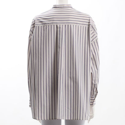 ブザム切り替えストライプ柄バンドカラーシャツ