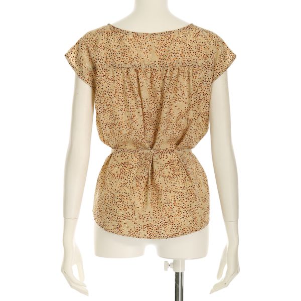 デシンドットプリントウエストリボン総柄ブラウス