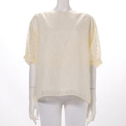 シアー素材クルーネックブラウス