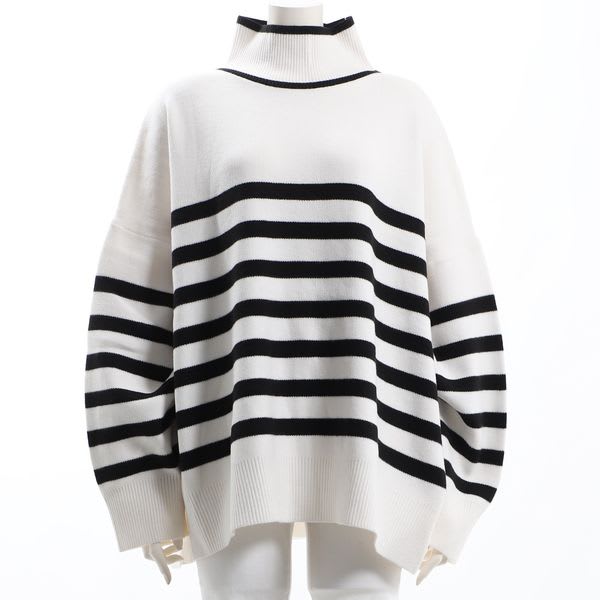 ボーダーバックスリットハイゲージニット