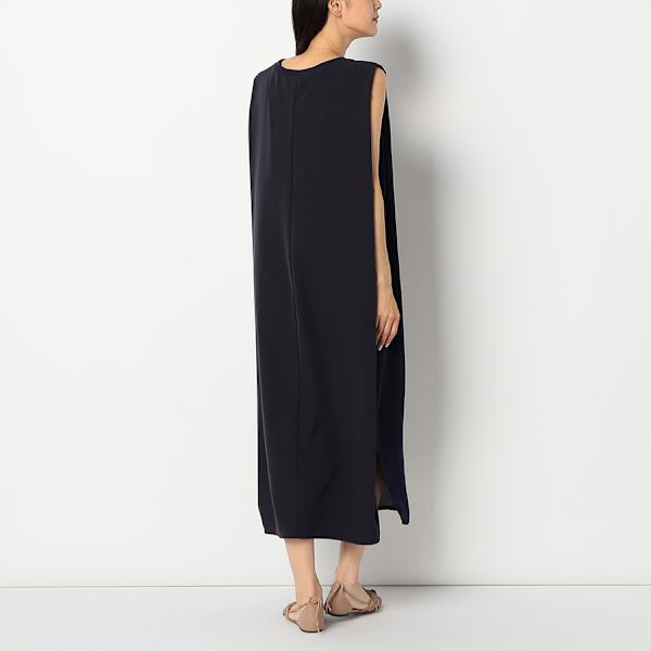 異素材切り替えコクーンワンピース