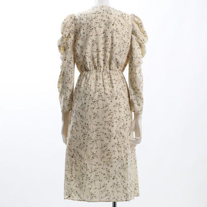 フロントボタン花柄パワーショルダー防止ワンピース