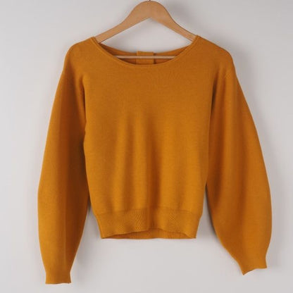 バルーンスリーブボートネックニット