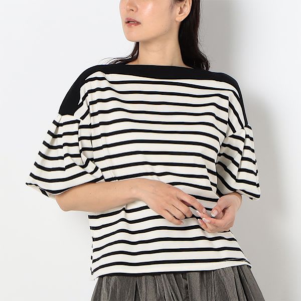 ボリュームスリーブボーダーカットソー