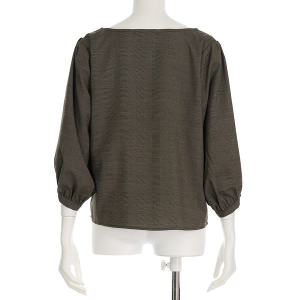 バルーンスリーブチェック柄ブラウス