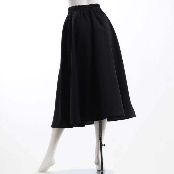 大きいサイズミディ丈麻調フレアスカート