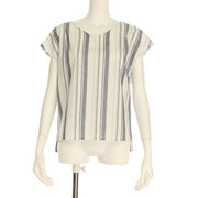 ストライプ柄Vネックブラウス