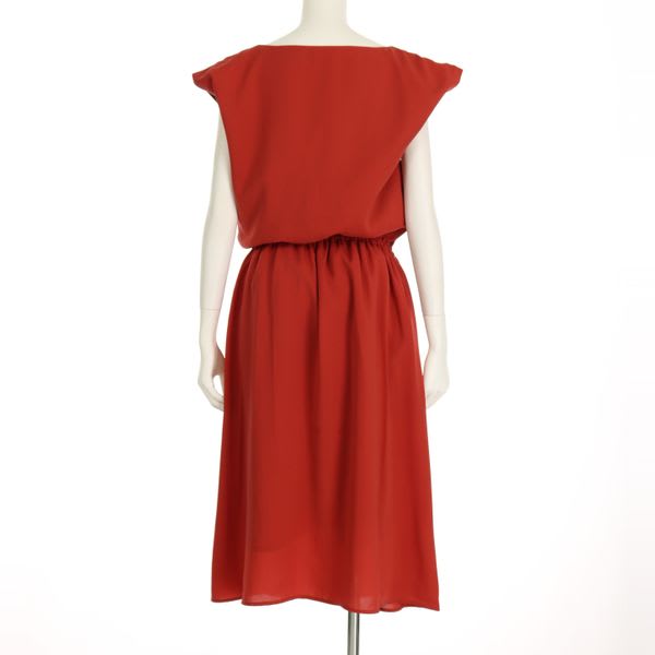 ウエスト切替え浅めVネックワンピース