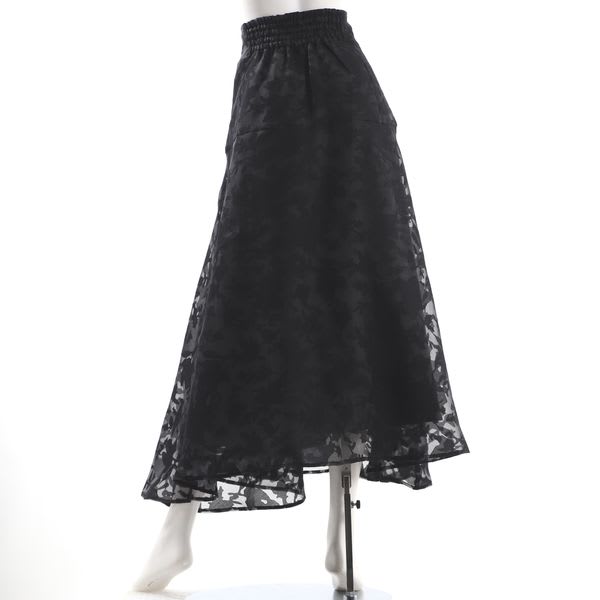 シアー織り柄Aラインスカート