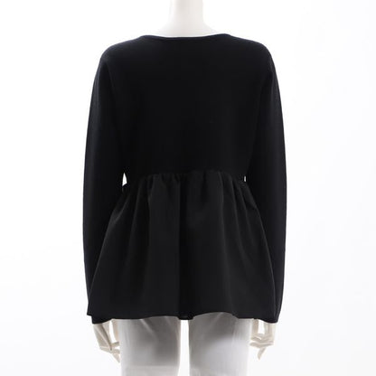 異素材切り替えペプラムニット