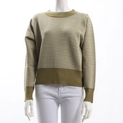 編み柄リブクルーネックニット