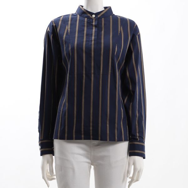 ストライプ柄ビブヨークシャツ