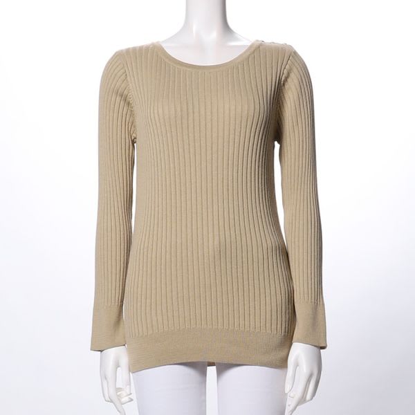 ラウンドネックリブニットプルオーバー