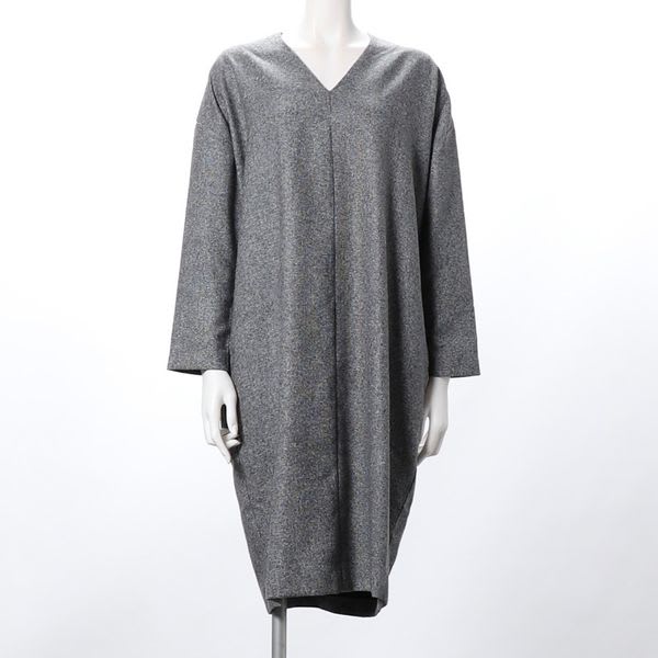 ツイードコクーンシルエットVネックワンピース