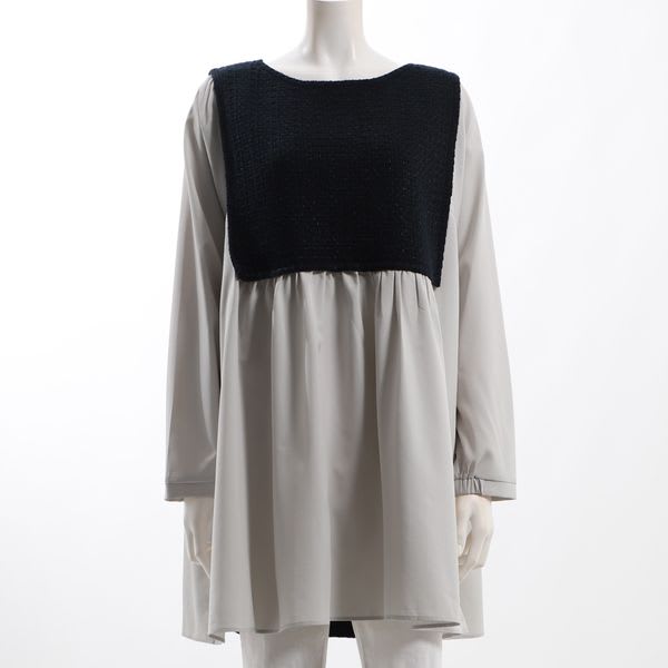 ツイード編みドッキングブラウス