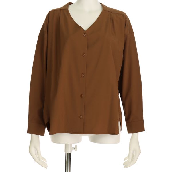 Vネックフロントボタンブラウス