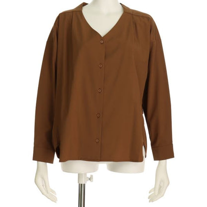 Vネックフロントボタンブラウス