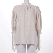 バルーンスリーブバンドカラーブラウス