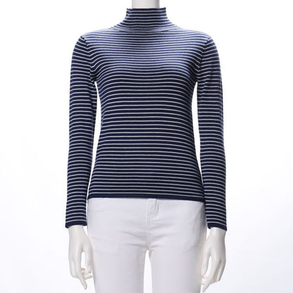 ボーダーハイネックニット