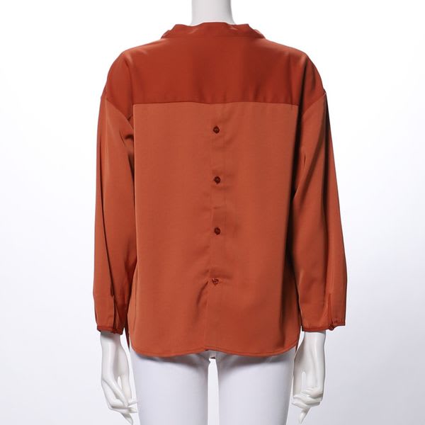 立体Vネックドロップショルダーブラウス