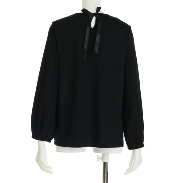 バックリボンツイード切り替えカットソー