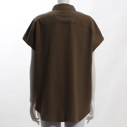 ポケットアクセントシャツカラーブラウス