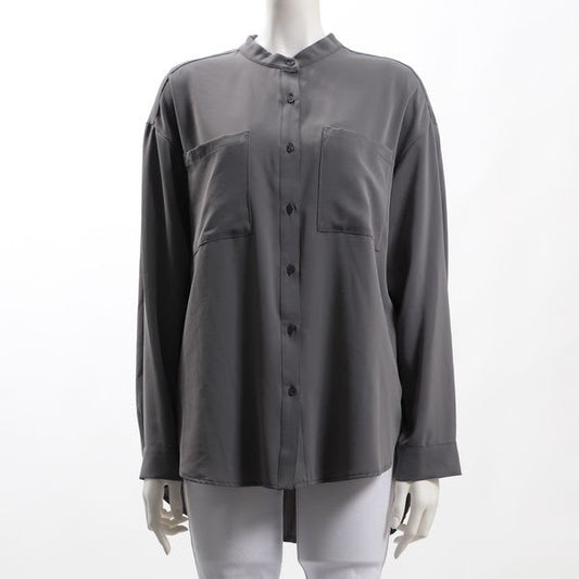 アウトポケットバンドカラーブラウス