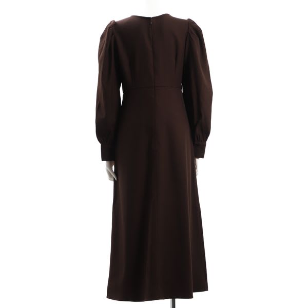 肩ギャザーフレアワンピース