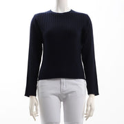 シンプルクルーネックリブニット