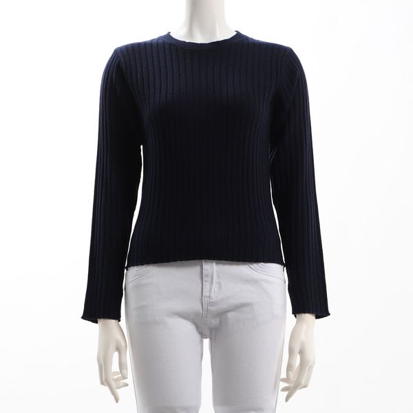 シンプルクルーネックリブニット