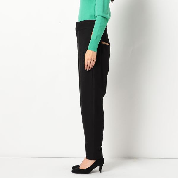 配色ベルトデザインテーパードパンツ