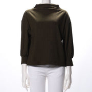 ボトルネックリブカットソー