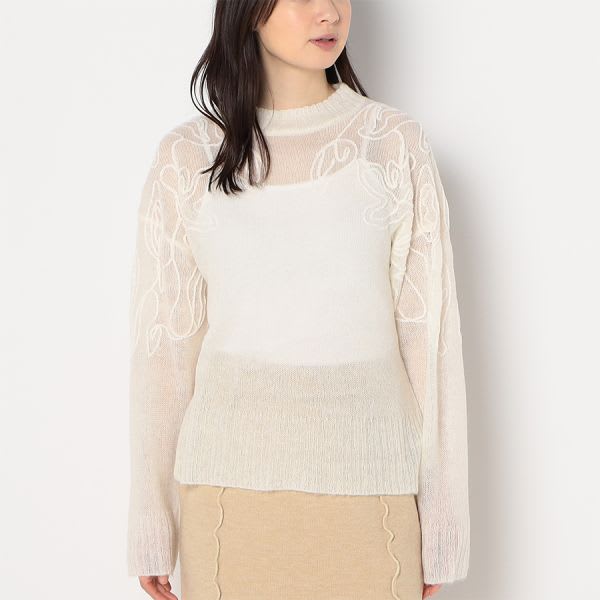 刺繍デザインシアーニット