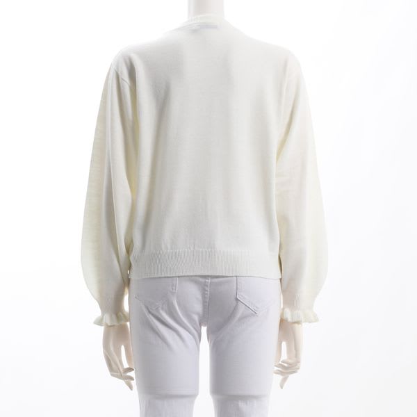 パールネックフリルデザインニット