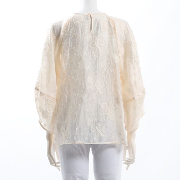 フラワーオパール刺繍入りラグランスリーブブラウス