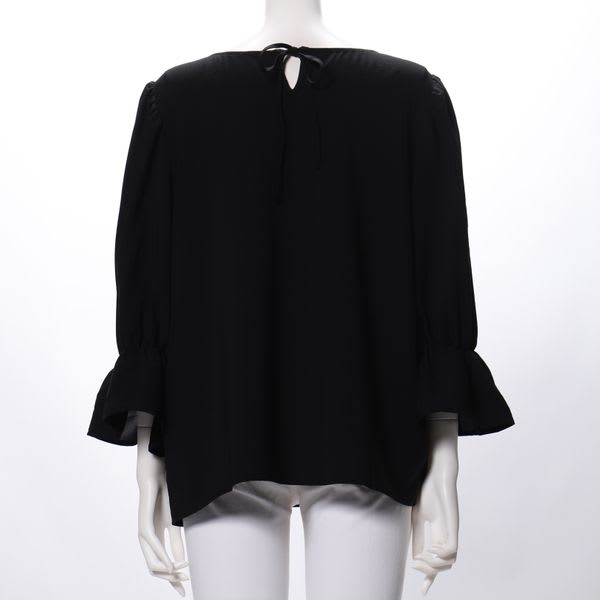 バックリボン結びデザインキャンディスリーブブラウス