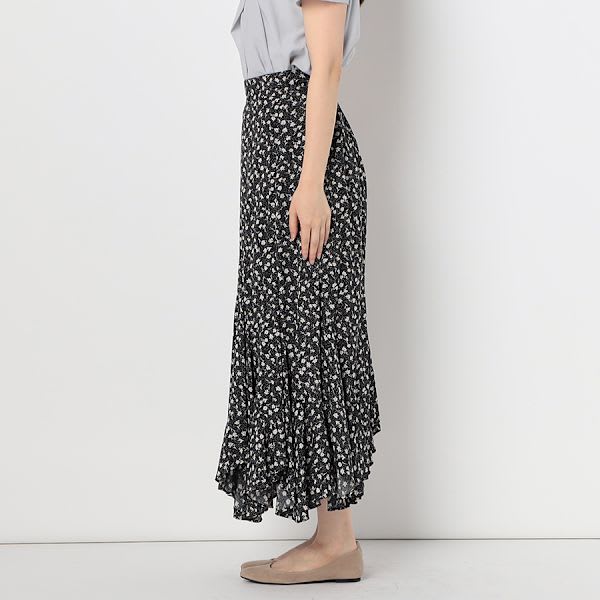 イレギュラーヘム小花柄マーメイドスカート