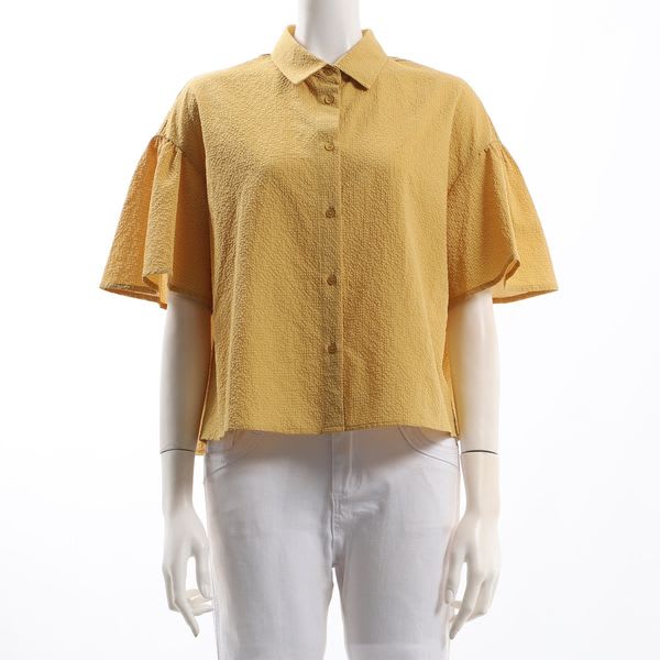 凹凸生地襟付きブラウス