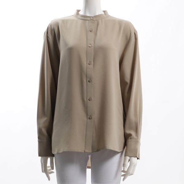 バックタックデザインバンドカラーブラウス