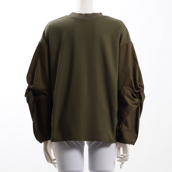 異素材切り替えボリュームスリーブカットソー