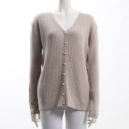 パールボタンリブニットカーディガン