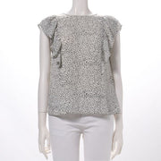 ラッフルスリーブ総柄ブラウス