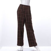 先染めタータンチェックストレートパンツ