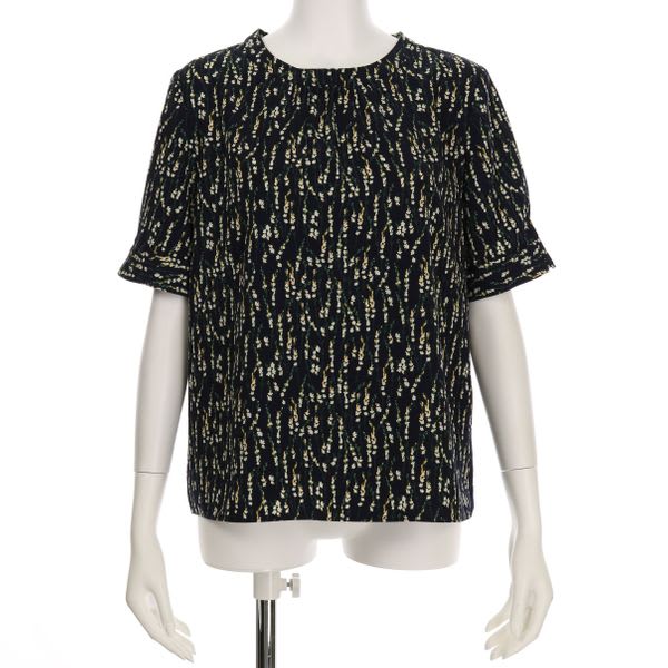 小花柄バックリボンブラウス