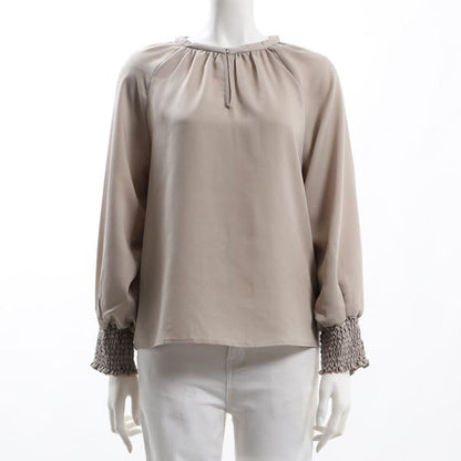 シャーリングギャザーネックブラウス