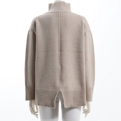 バックスリットデザインドロップショルダーニット