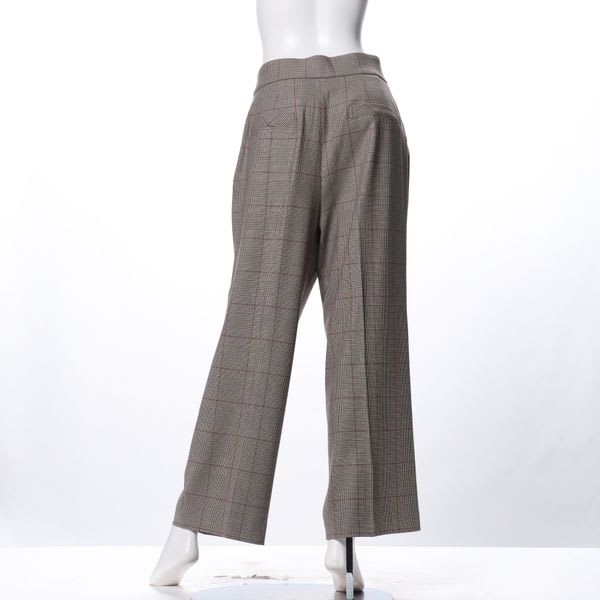 チェック柄ハイウエストワイドパンツ
